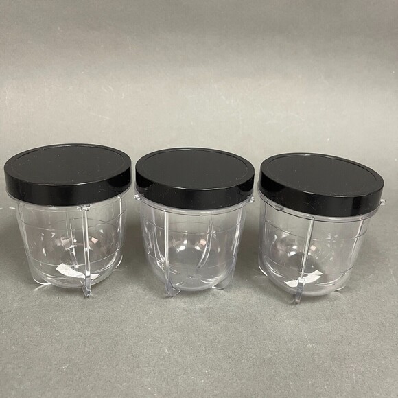 Magic Bullet Short Cups with Black Resealable Replacement Add-on Lot of 3 - Picture 2 of 5